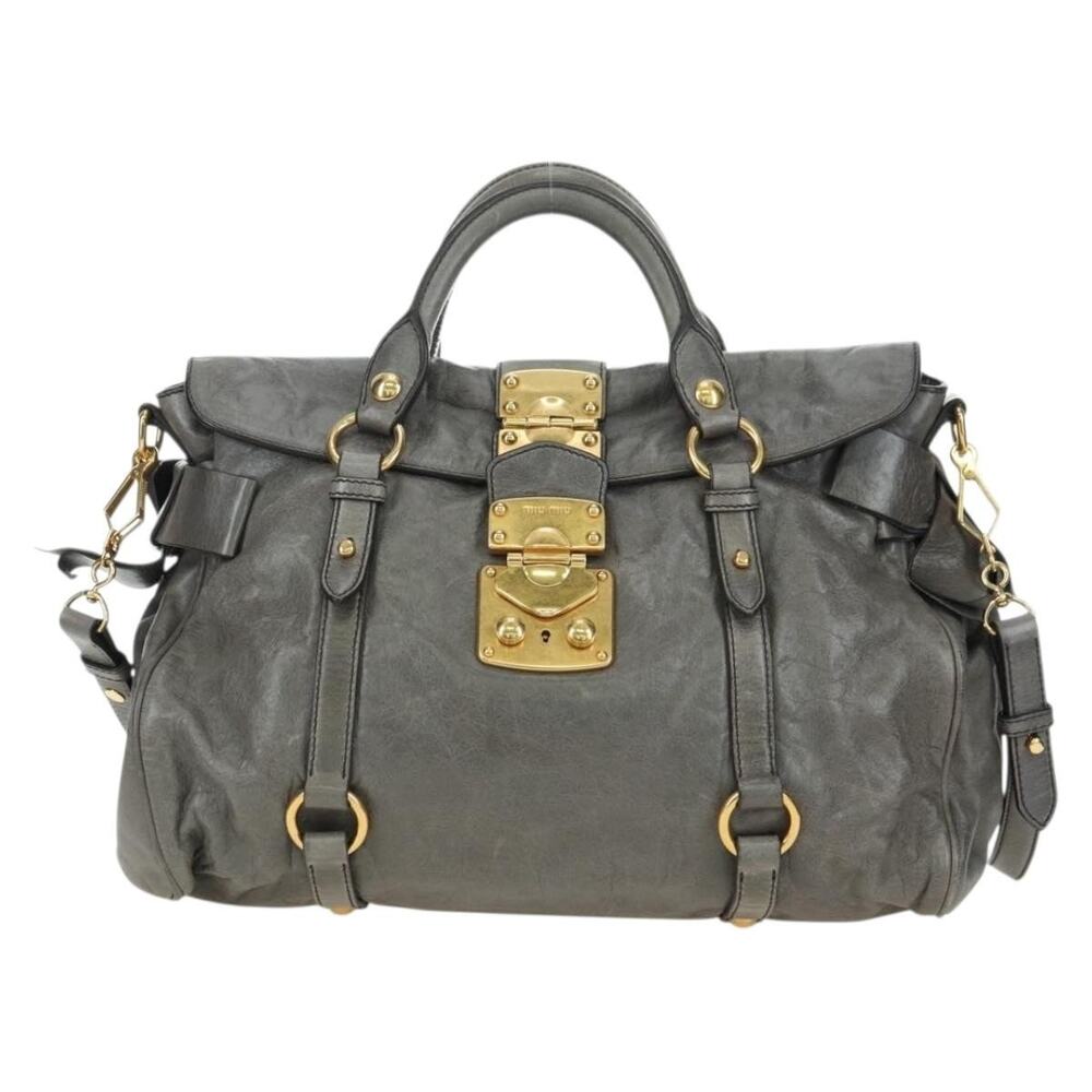 Miu Miu Leather Handbag Gray